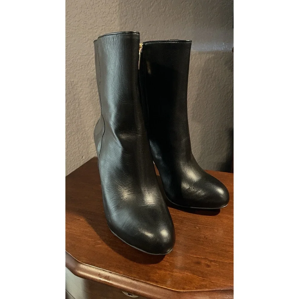 Louise et Cie Valmorel Black Leather Ankle Boots Womens Size 7M‎ Stiletto